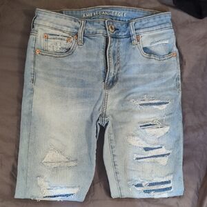 American Eagle Outfitters Light Blue Distressed Skinny Jeans